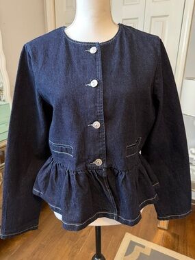 Steve Madden Dark Indigo Denim Peplum Jacket Medium ❤️❤️